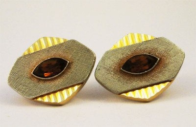 Boutons de manchette à cabochon de citrine